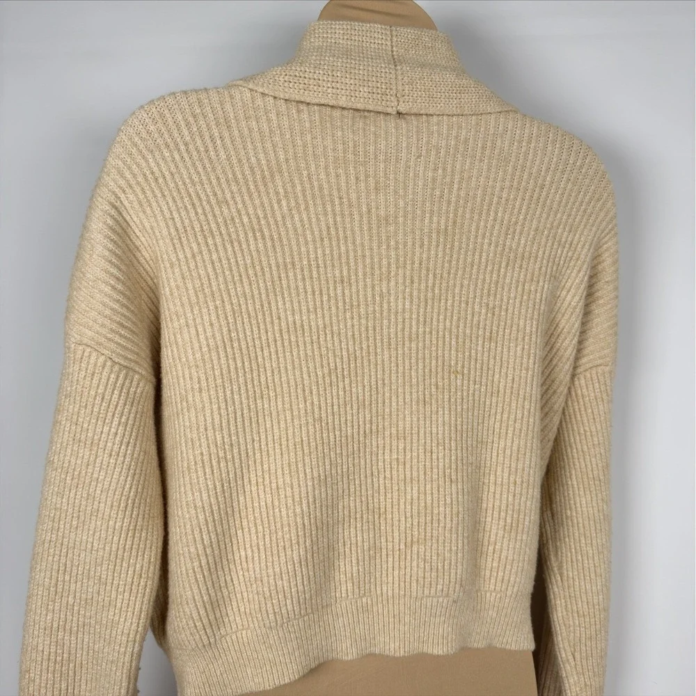 Francescas 'Blue Rain' Beige Textured‎ Knit Open Front Cardigan Sweater Size S